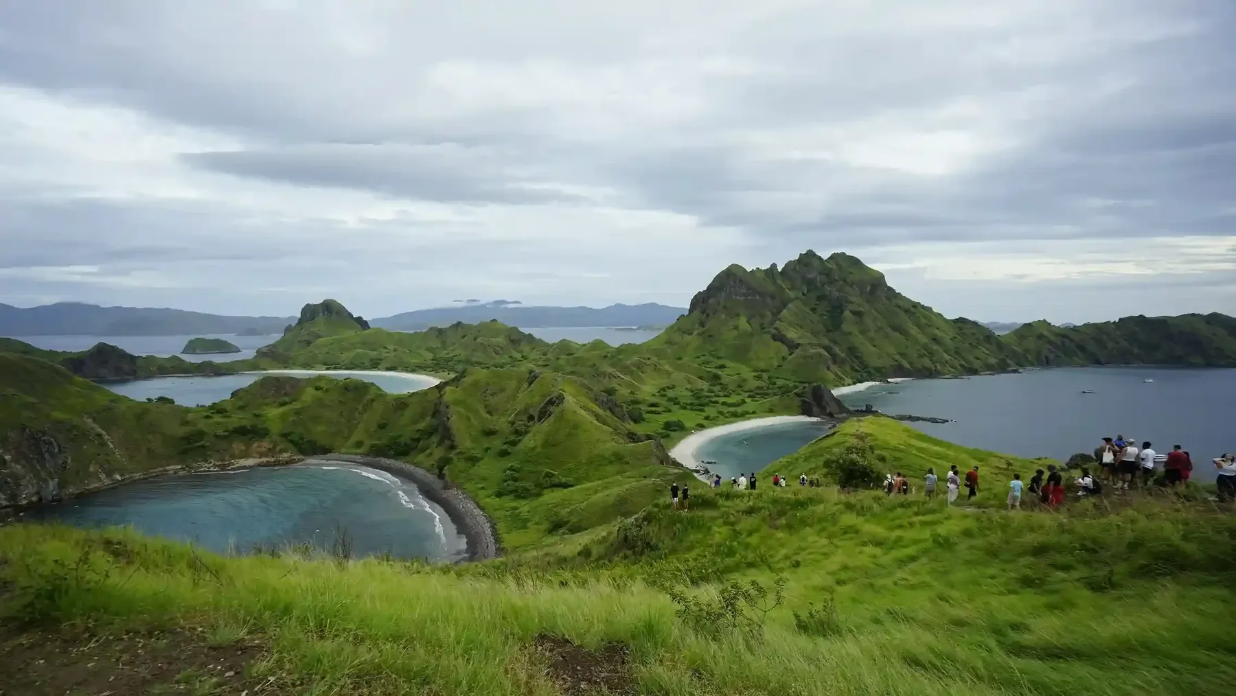 Padar Island covered in green-season grass, Komodo National Park