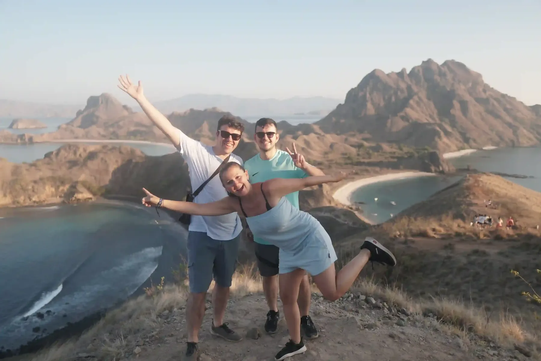Guests on the Padar Island ridge after the sunrise climb