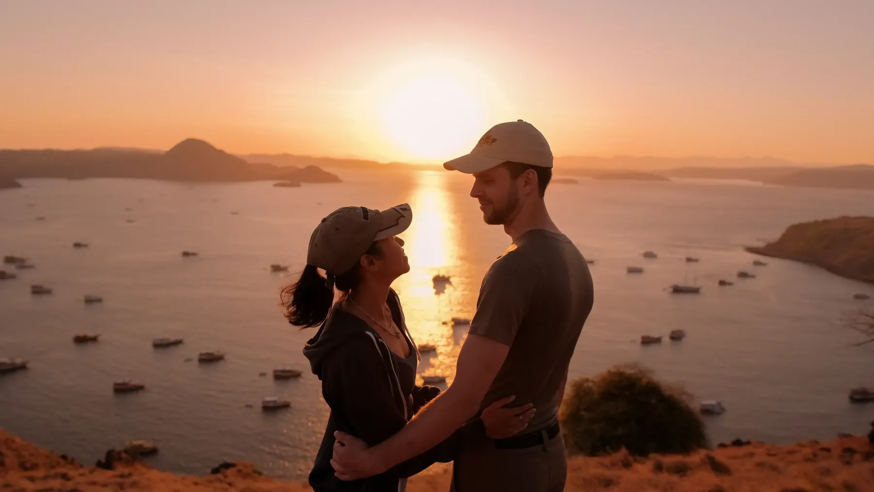 Sunrise over the three bays of Padar Island in Komodo National Park
