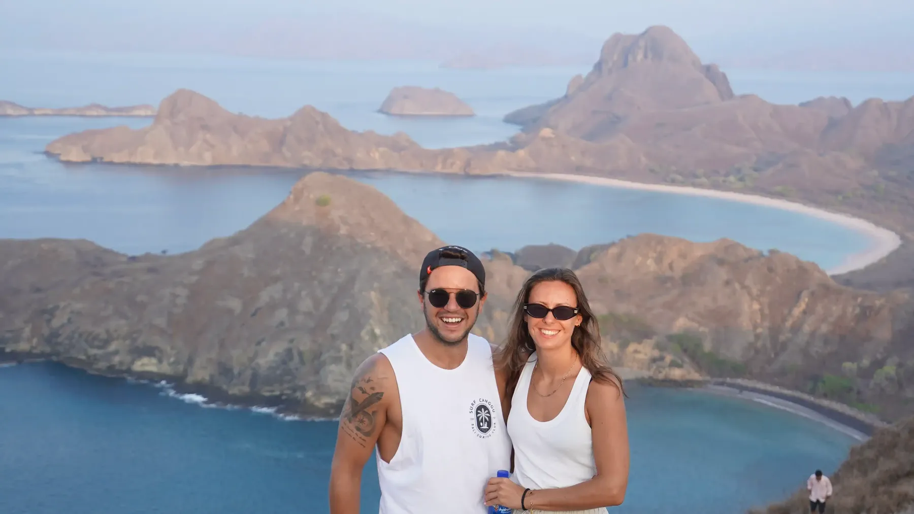 The three crescent bays seen from the Padar Island ridge