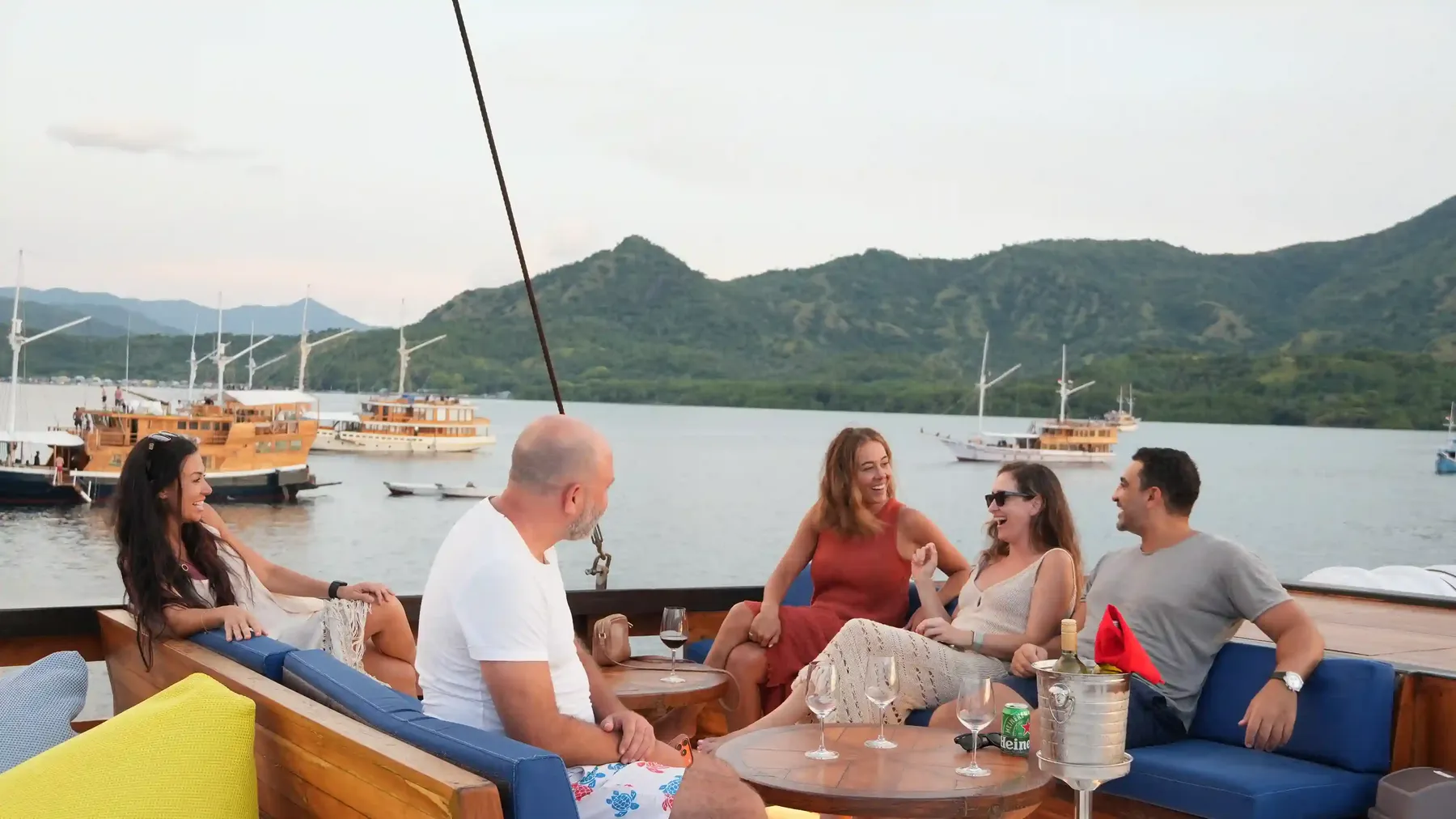 Phinisi under way between the islands of Komodo National Park